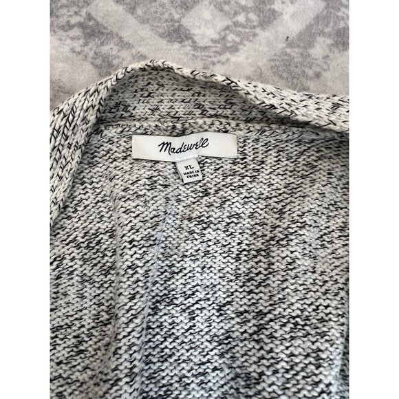 Madewell Midland Long Open Cardigan Staple Cotton Sweater Marled Aztec Gray XL - Picture 2 of 5